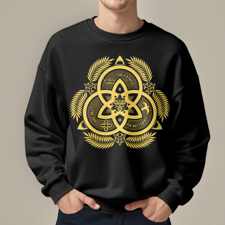 Christianartworkshop Classic Style Divine Unity Gold Sacred Emblem Fleece Lined Polyester Sweatshirt - image 7