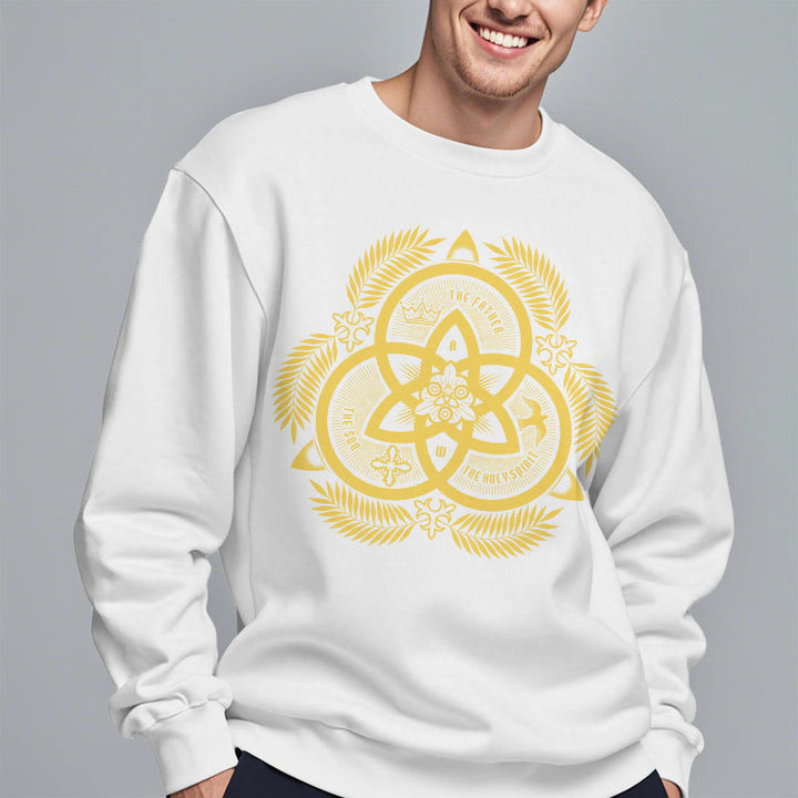 Christianartworkshop Classic Style Divine Unity Gold Sacred Emblem Fleece Lined Polyester Sweatshirt - image 13