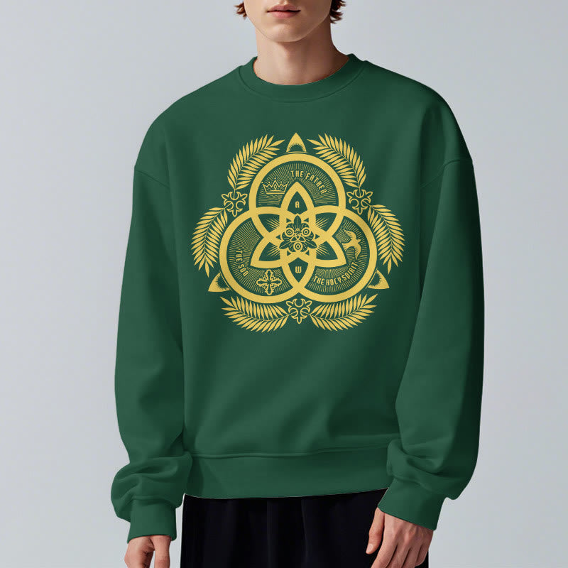 Christianartworkshop Classic Style Divine Unity Gold Sacred Emblem Fleece Lined Polyester Sweatshirt - image 2