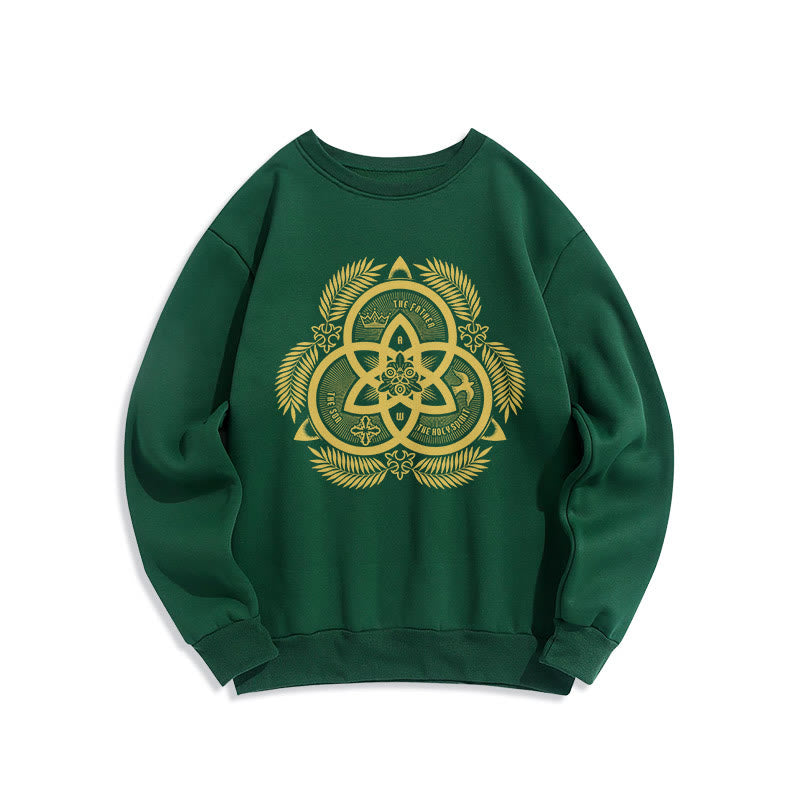 Christianartworkshop Classic Style Divine Unity Gold Sacred Emblem Fleece Lined Polyester Sweatshirt - Green - 2XL - image 1