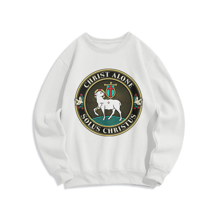 Christianartworkshop Modern Style Christ Alone Lamb of God Fleece Lined Polyester Sweatshirt - White - 2XL - image 1