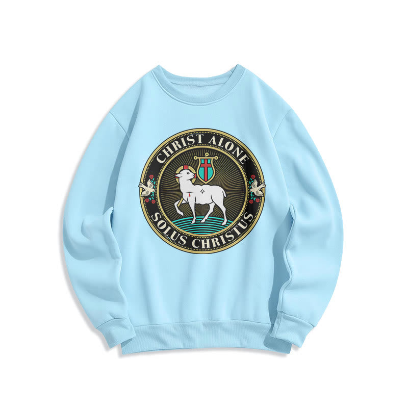 Christianartworkshop Modern Style Christ Alone Lamb of God Fleece Lined Polyester Sweatshirt - Blue - 2XL - image 26