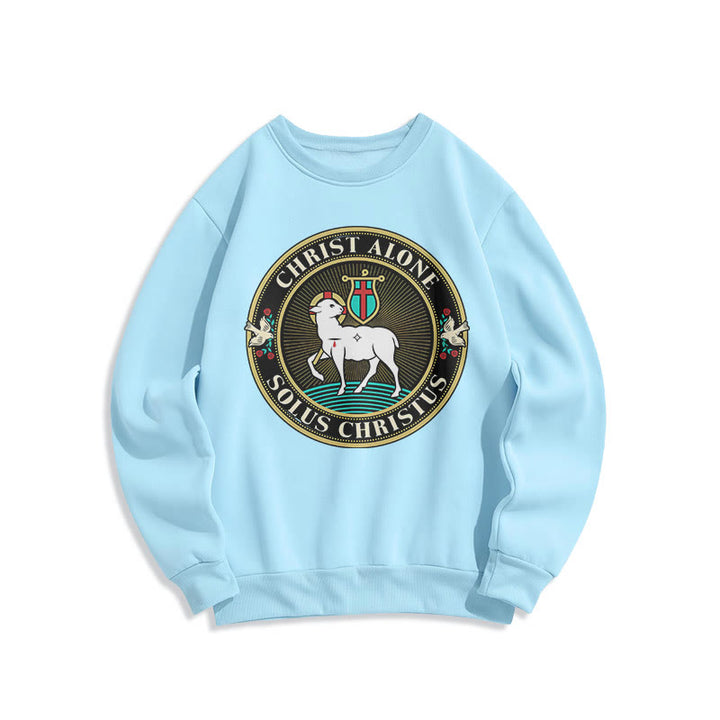 Christianartworkshop Modern Style Christ Alone Lamb of God Fleece Lined Polyester Sweatshirt - Blue - 2XL - image 26