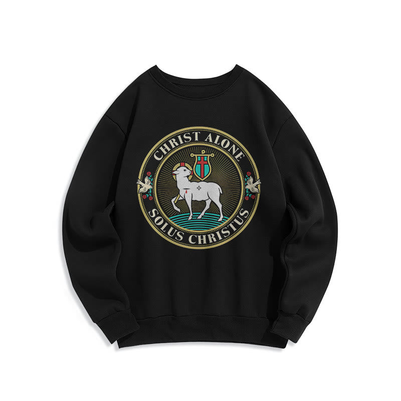Christianartworkshop Modern Style Christ Alone Lamb of God Fleece Lined Polyester Sweatshirt - Black - 2XL - image 5