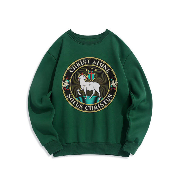 Christianartworkshop Modern Style Christ Alone Lamb of God Fleece Lined Polyester Sweatshirt - Green - 2XL - image 21