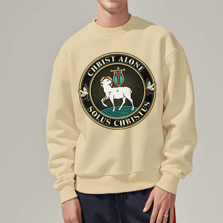 Christianartworkshop Modern Style Christ Alone Lamb of God Fleece Lined Polyester Sweatshirt - image 14