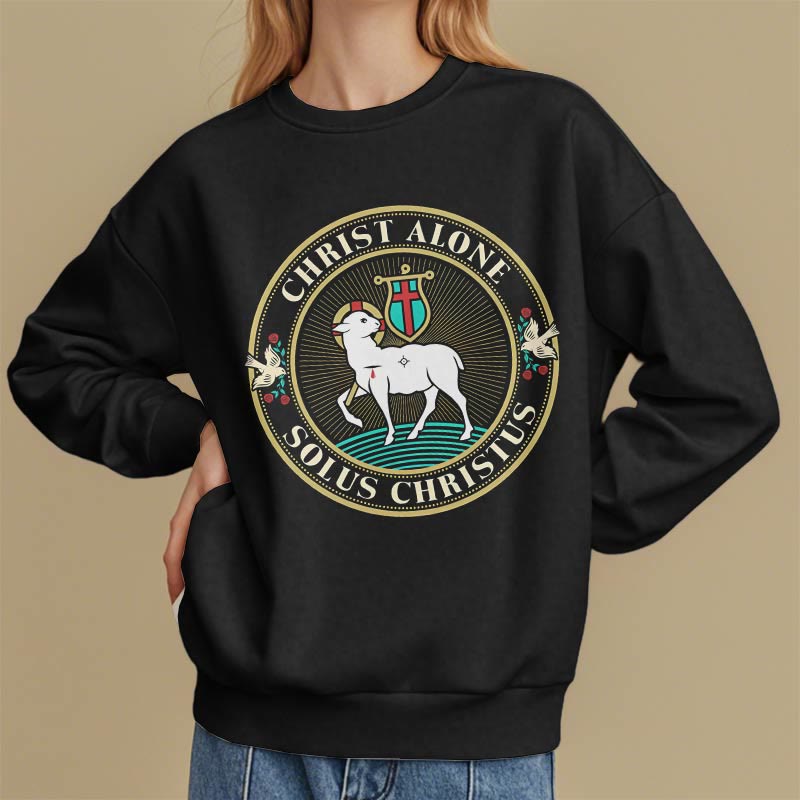 Christianartworkshop Modern Style Christ Alone Lamb of God Fleece Lined Polyester Sweatshirt - image 8