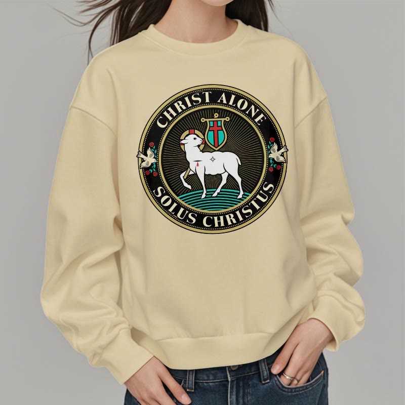 Christianartworkshop Modern Style Christ Alone Lamb of God Fleece Lined Polyester Sweatshirt - image 13