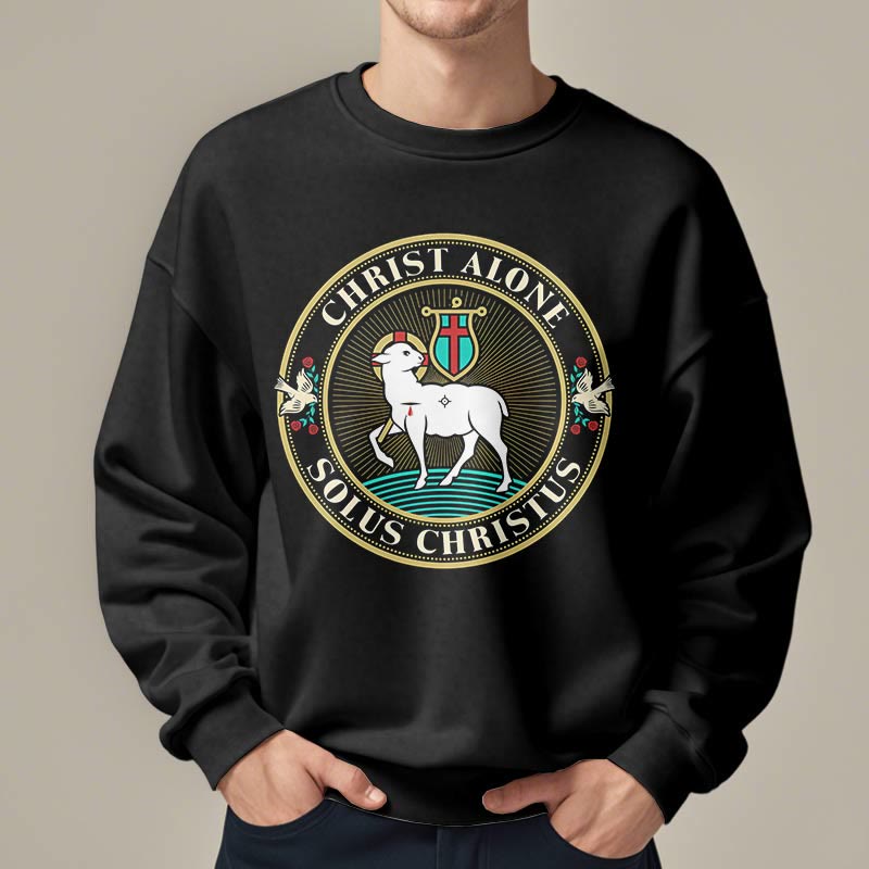 Christianartworkshop Modern Style Christ Alone Lamb of God Fleece Lined Polyester Sweatshirt - image 9