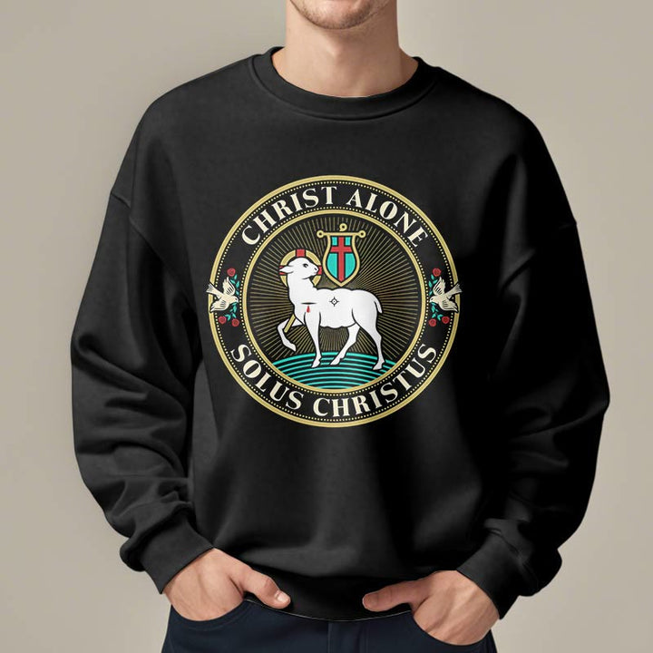 Christianartworkshop Modern Style Christ Alone Lamb of God Fleece Lined Polyester Sweatshirt - image 9