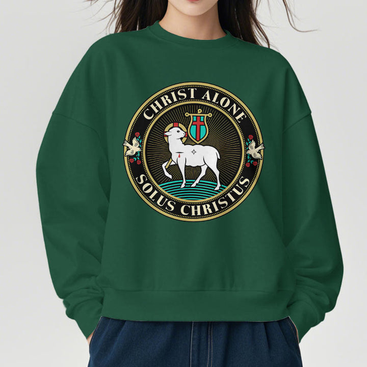 Christianartworkshop Modern Style Christ Alone Lamb of God Fleece Lined Polyester Sweatshirt - image 24