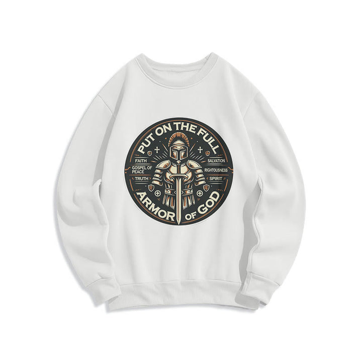 Christianartworkshop Modern Style Put On The Full Armor of God Fleece Lined Polyester Sweatshirt - White - 2XL - image 11