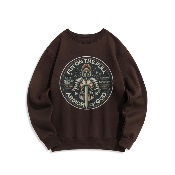 Christianartworkshop Modern Style Put On The Full Armor of God Fleece Lined Polyester Sweatshirt - Brown - 2XL - image 15