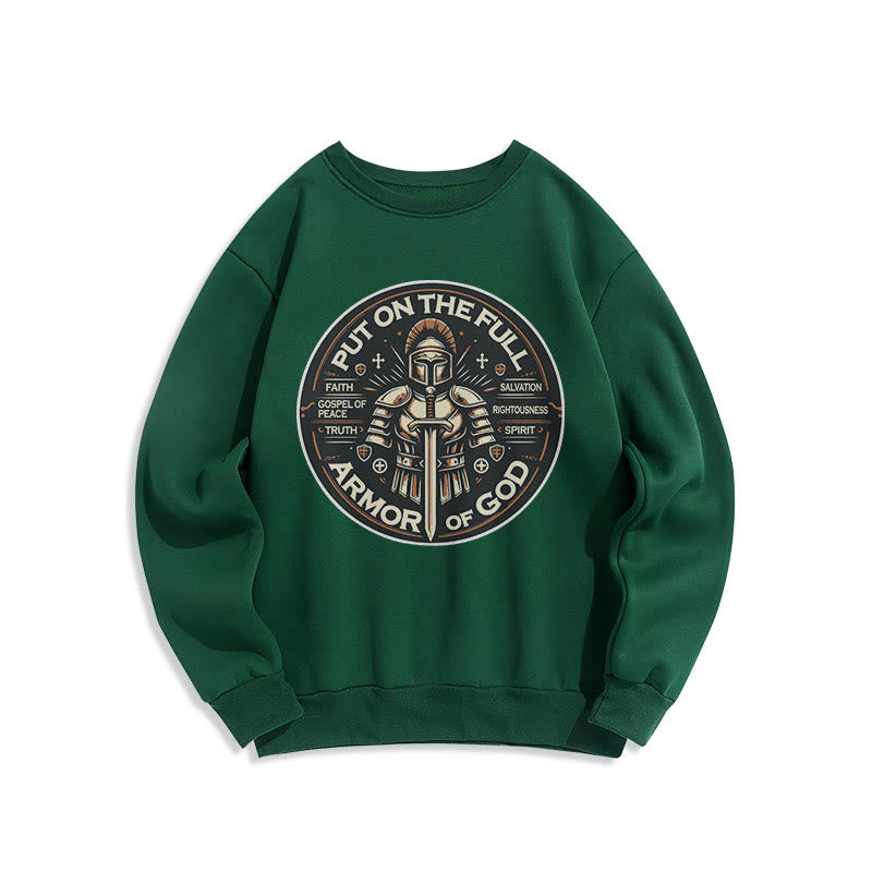 Christianartworkshop Modern Style Put On The Full Armor of God Fleece Lined Polyester Sweatshirt - Green - 2XL - image 21