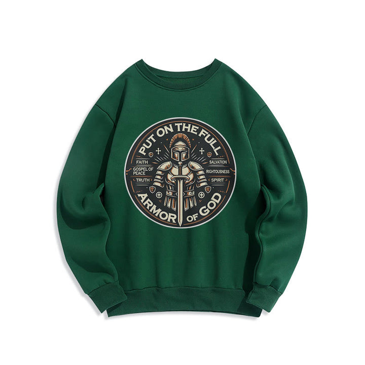 Christianartworkshop Modern Style Put On The Full Armor of God Fleece Lined Polyester Sweatshirt - Green - 2XL - image 21