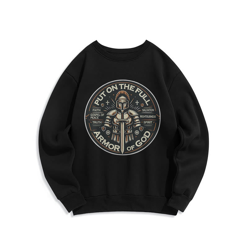 Christianartworkshop Modern Style Put On The Full Armor of God Fleece Lined Polyester Sweatshirt - Black - 2XL - image 6