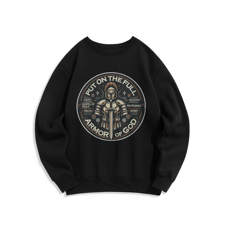 Christianartworkshop Modern Style Put On The Full Armor of God Fleece Lined Polyester Sweatshirt - Black - 2XL - image 6
