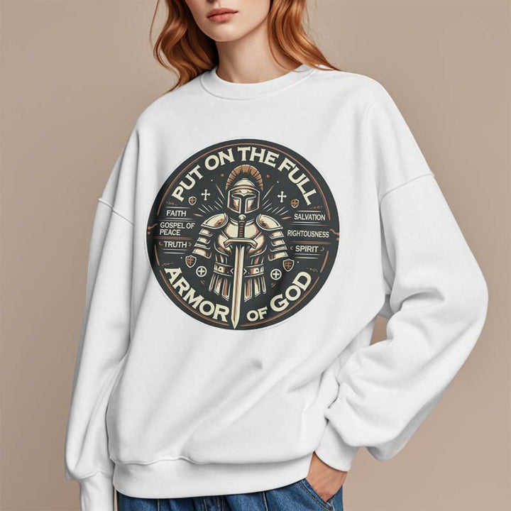 Christianartworkshop Modern Style Put On The Full Armor of God Fleece Lined Polyester Sweatshirt - image 14