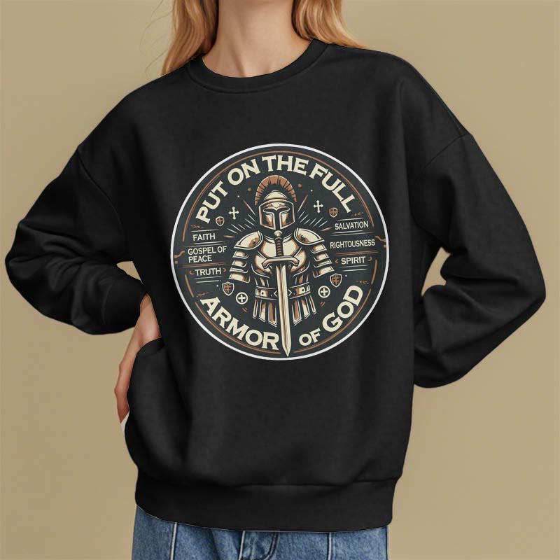 Christianartworkshop Modern Style Put On The Full Armor of God Fleece Lined Polyester Sweatshirt - image 8