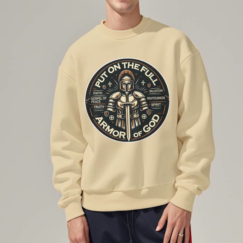 Christianartworkshop Modern Style Put On The Full Armor of God Fleece Lined Polyester Sweatshirt - image 1