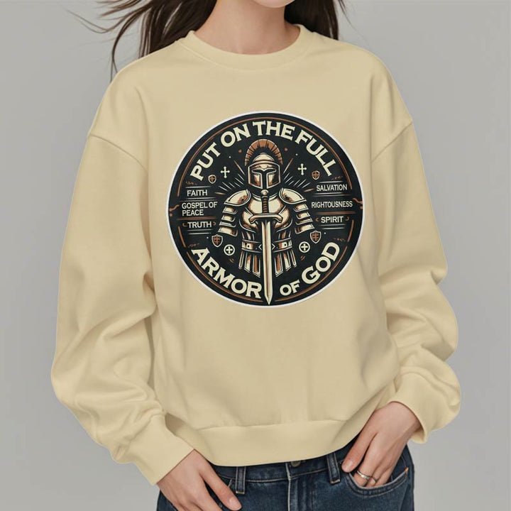 Christianartworkshop Modern Style Put On The Full Armor of God Fleece Lined Polyester Sweatshirt - image 3