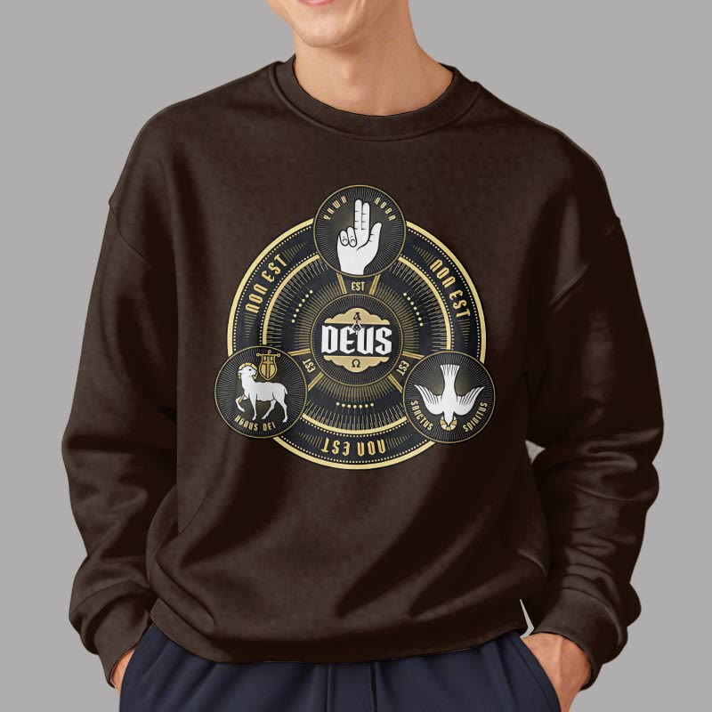 Christianartworkshop Classic Style Holy Trinity Deus Emblem Fleece Lined Polyester Sweatshirt - image 18