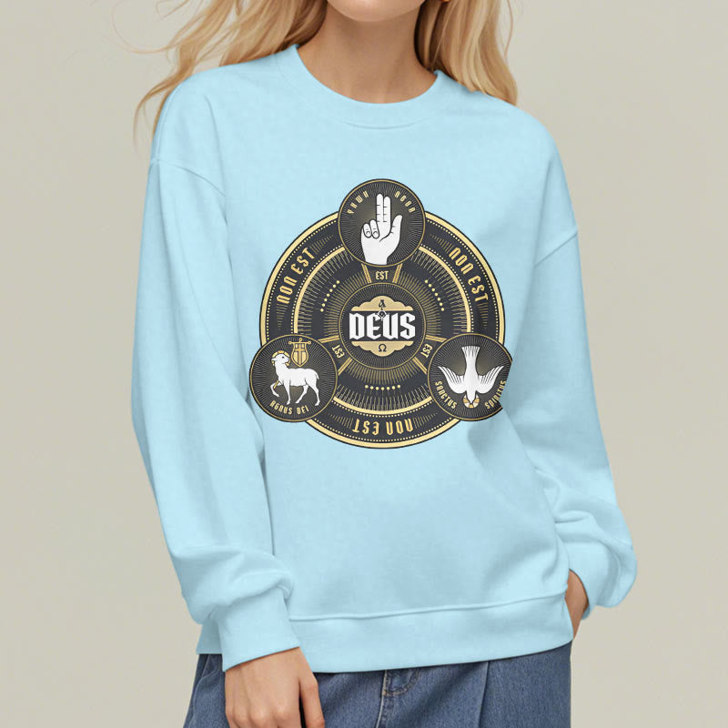 Christianartworkshop Classic Style Holy Trinity Deus Emblem Fleece Lined Polyester Sweatshirt - image 29