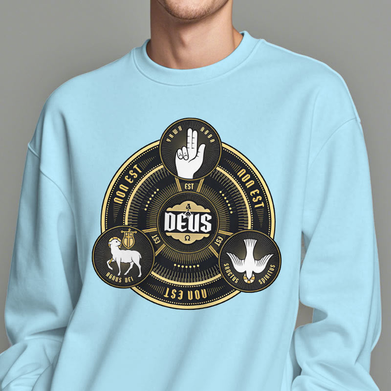 Christianartworkshop Classic Style Holy Trinity Deus Emblem Fleece Lined Polyester Sweatshirt - image 27