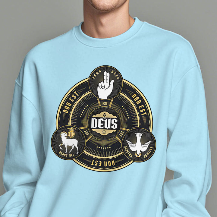 Christianartworkshop Classic Style Holy Trinity Deus Emblem Fleece Lined Polyester Sweatshirt - image 28