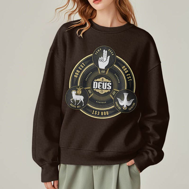 Christianartworkshop Classic Style Holy Trinity Deus Emblem Fleece Lined Polyester Sweatshirt - image 19