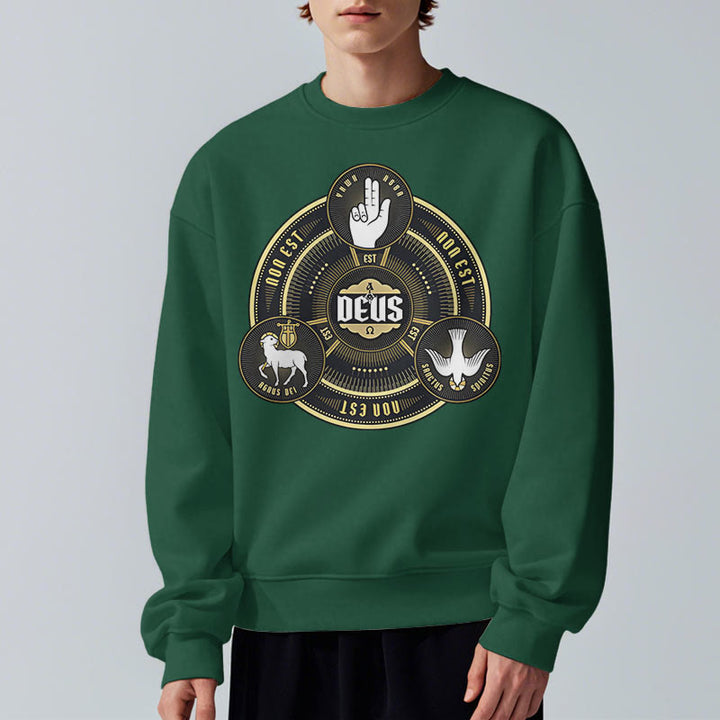 Christianartworkshop Classic Style Holy Trinity Deus Emblem Fleece Lined Polyester Sweatshirt - image 24