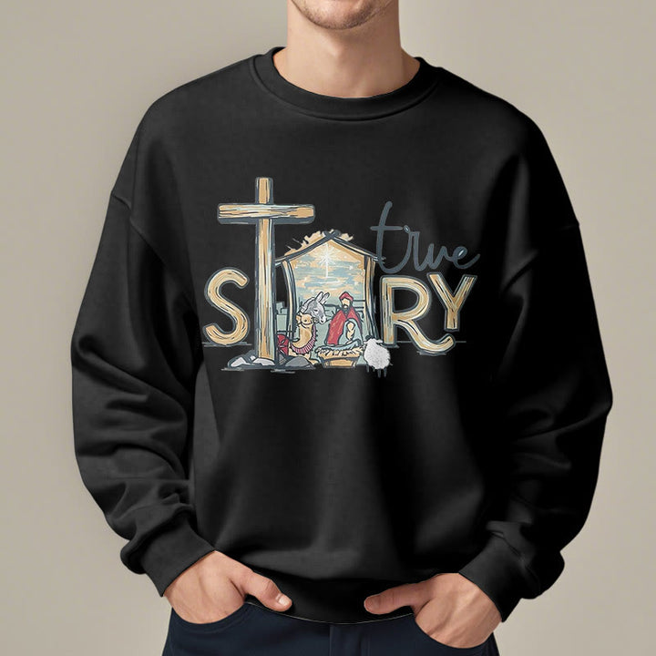Christianartworkshop Modern Style True Story Nativity Scene Fleece Lined Polyester Sweatshirt - image 8