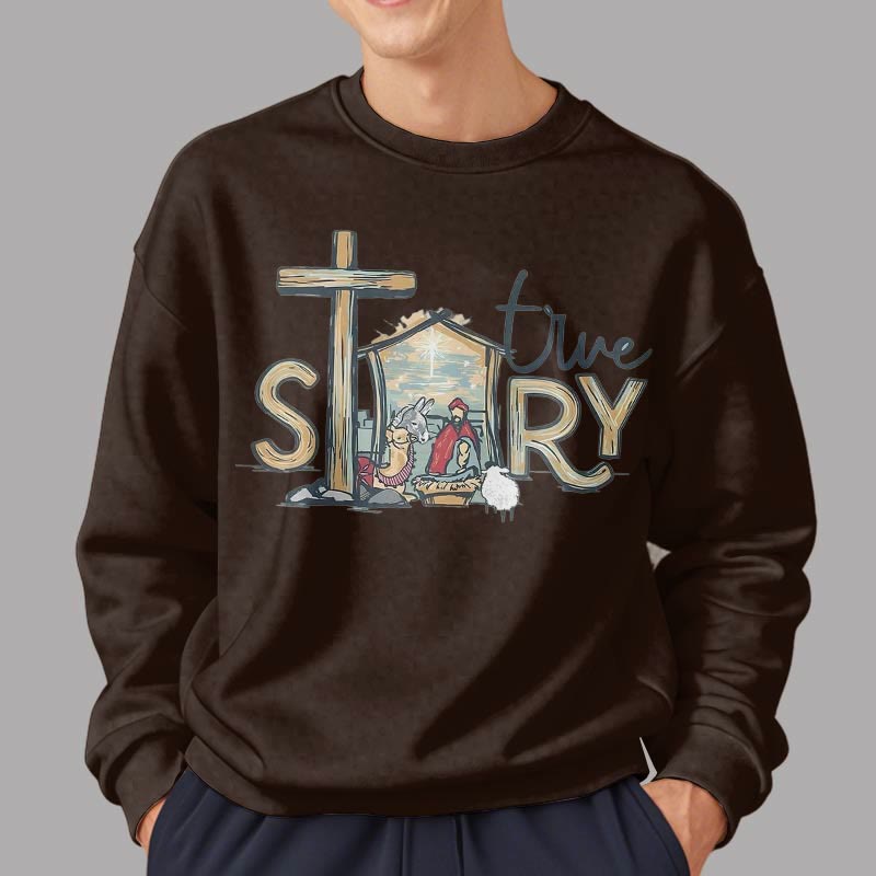 Christianartworkshop Modern Style True Story Nativity Scene Fleece Lined Polyester Sweatshirt - image 18