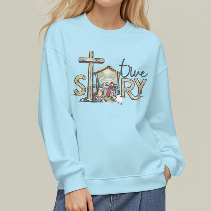 Christianartworkshop Modern Style True Story Nativity Scene Fleece Lined Polyester Sweatshirt - image 29