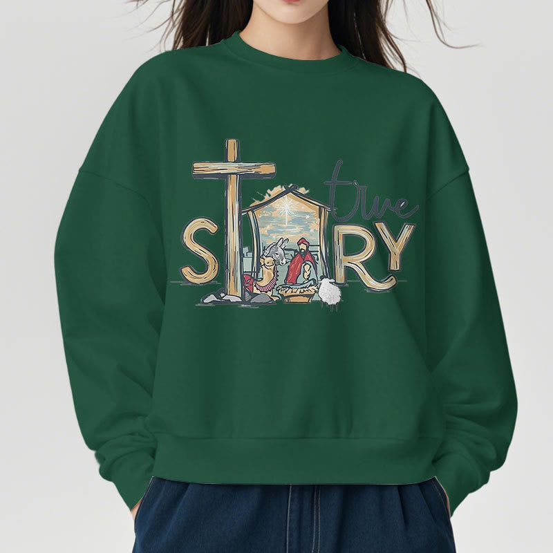 Christianartworkshop Modern Style True Story Nativity Scene Fleece Lined Polyester Sweatshirt - image 24
