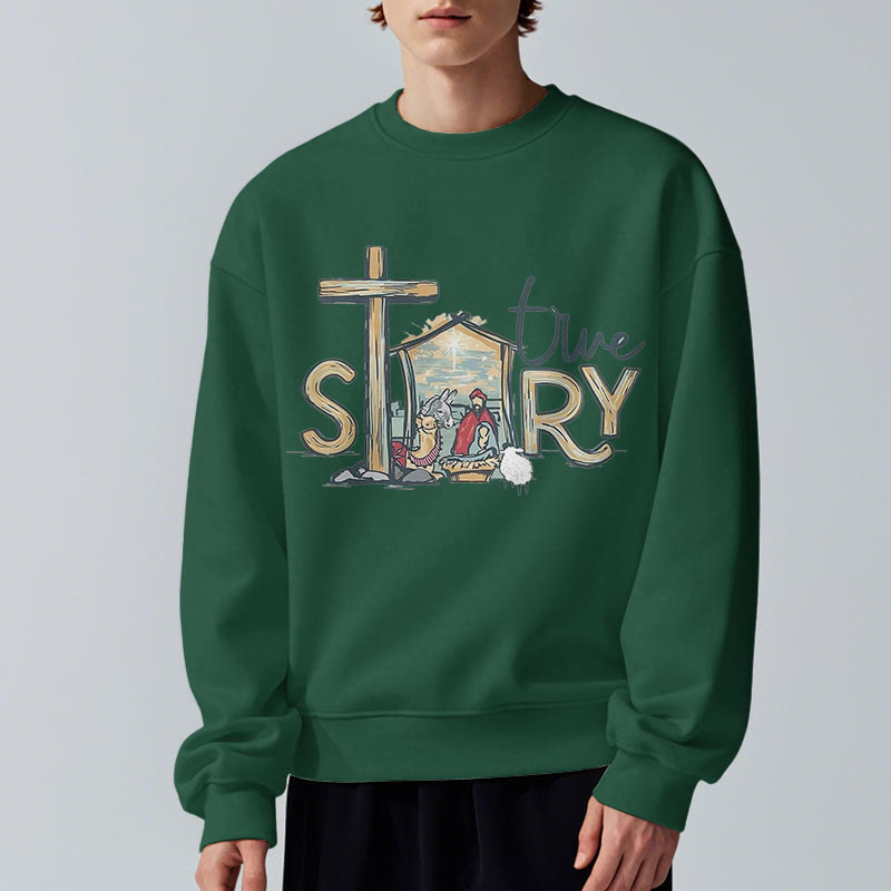 Christianartworkshop Modern Style True Story Nativity Scene Fleece Lined Polyester Sweatshirt - image 23