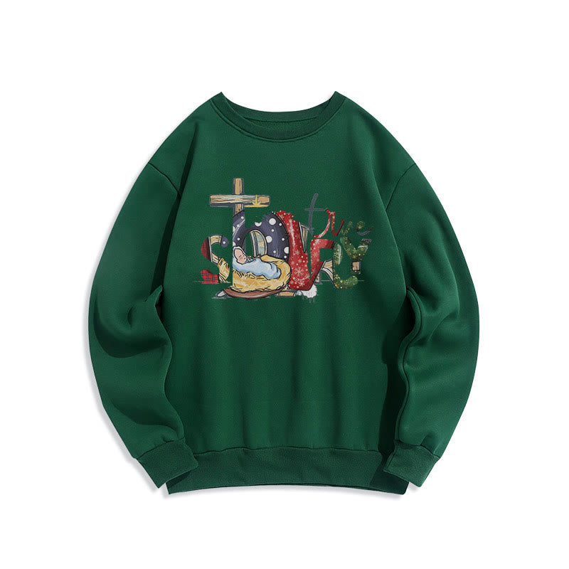 Christianartworkshop Modern Style True Story Nativity Scene Fleece Lined Polyester Sweatshirt - Green - 2XL - image 21