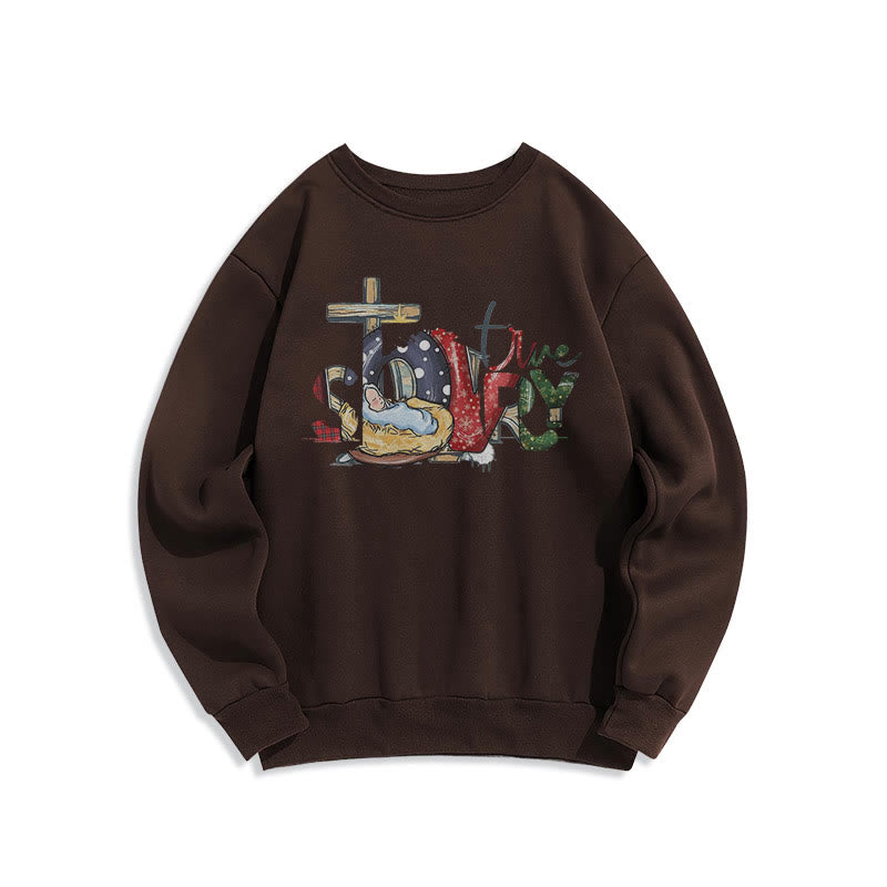 Christianartworkshop Modern Style True Story Nativity Scene Fleece Lined Polyester Sweatshirt - Brown - 2XL - image 16