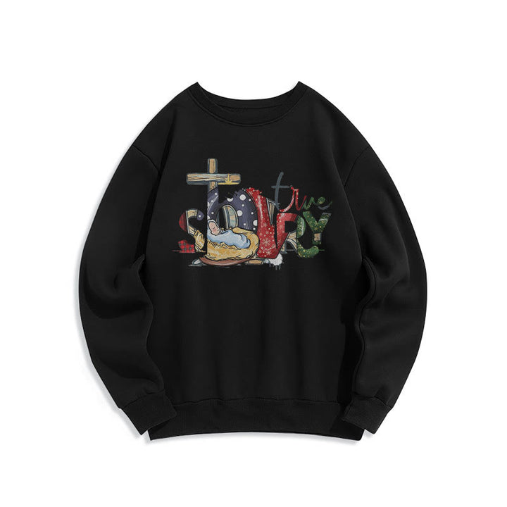 Christianartworkshop Modern Style True Story Nativity Scene Fleece Lined Polyester Sweatshirt - Black - 2XL - image 6