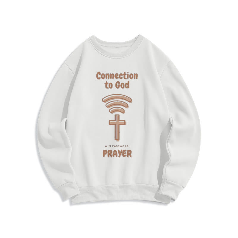 Christianartworkshop Modern Style Prayer Connection To God Fleece Lined Polyester Sweatshirt - White - 2XL - image 11