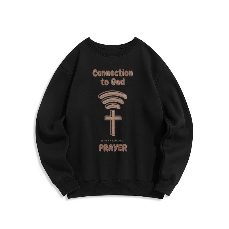 Christianartworkshop Modern Style Prayer Connection To God Fleece Lined Polyester Sweatshirt - Black - 2XL - image 6