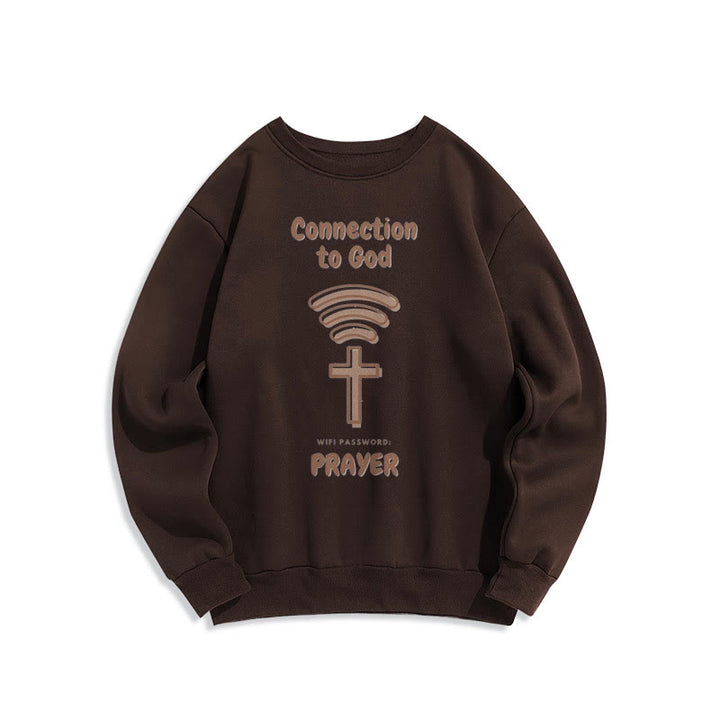 Christianartworkshop Modern Style Prayer Connection To God Fleece Lined Polyester Sweatshirt - Brown - 2XL - image 21