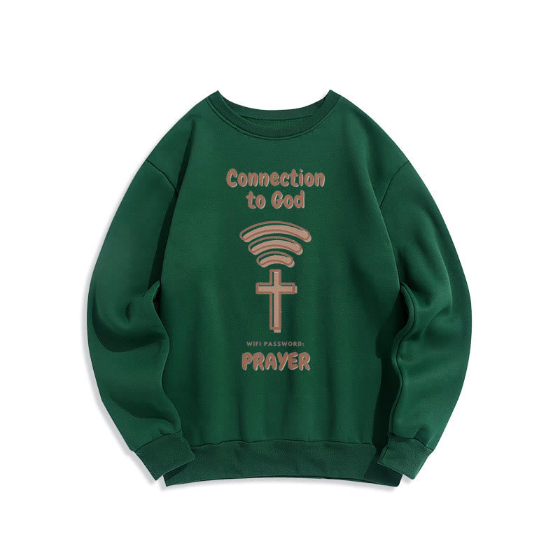 Christianartworkshop Modern Style Prayer Connection To God Fleece Lined Polyester Sweatshirt - Green - 2XL - image 1