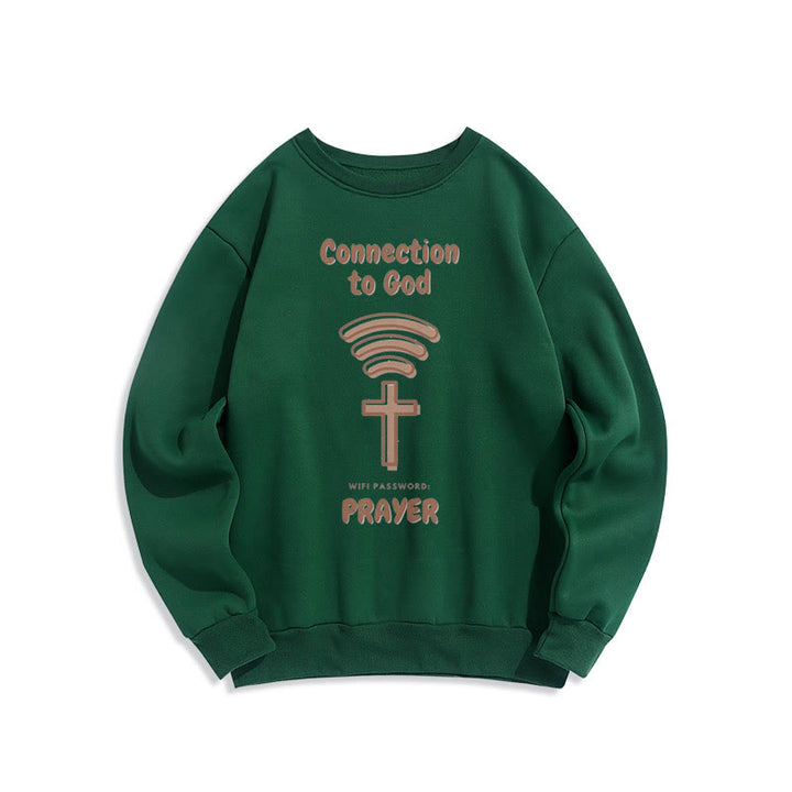 Christianartworkshop Modern Style Prayer Connection To God Fleece Lined Polyester Sweatshirt - Green - 2XL - image 1