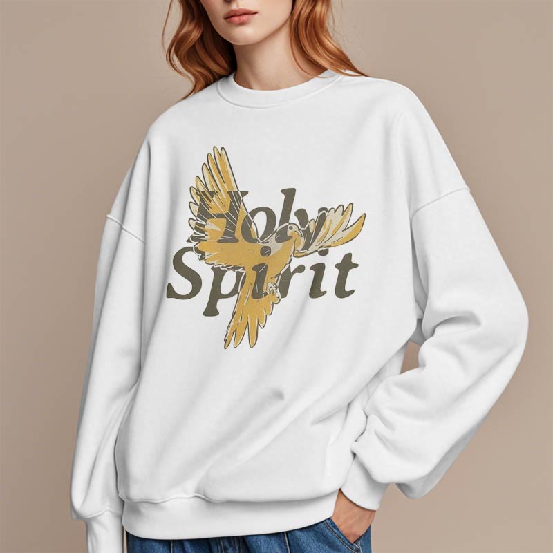 Christianartworkshop Classic Style Holy Spirit Flying Dove Fleece Lined Polyester Sweatshirt - image 7