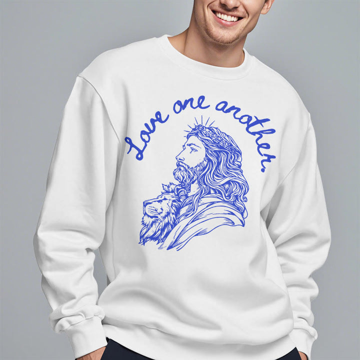 Christianartworkshop Classic Style Love One Another Jesus Fleece Lined Polyester Sweatshirt - image 13