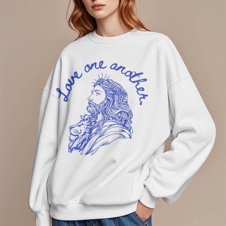 Christianartworkshop Classic Style Love One Another Jesus Fleece Lined Polyester Sweatshirt - image 14