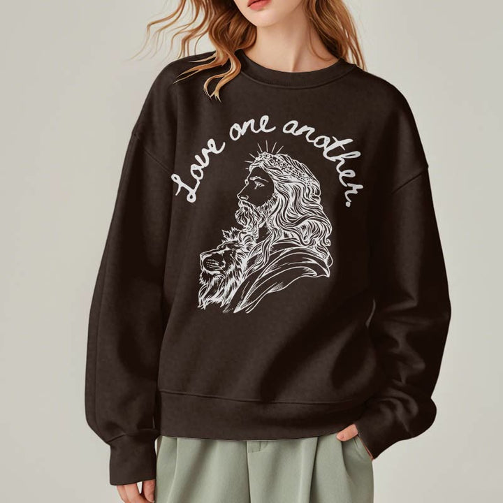Christianartworkshop Classic Style Love One Another Jesus Fleece Lined Polyester Sweatshirt - image 18