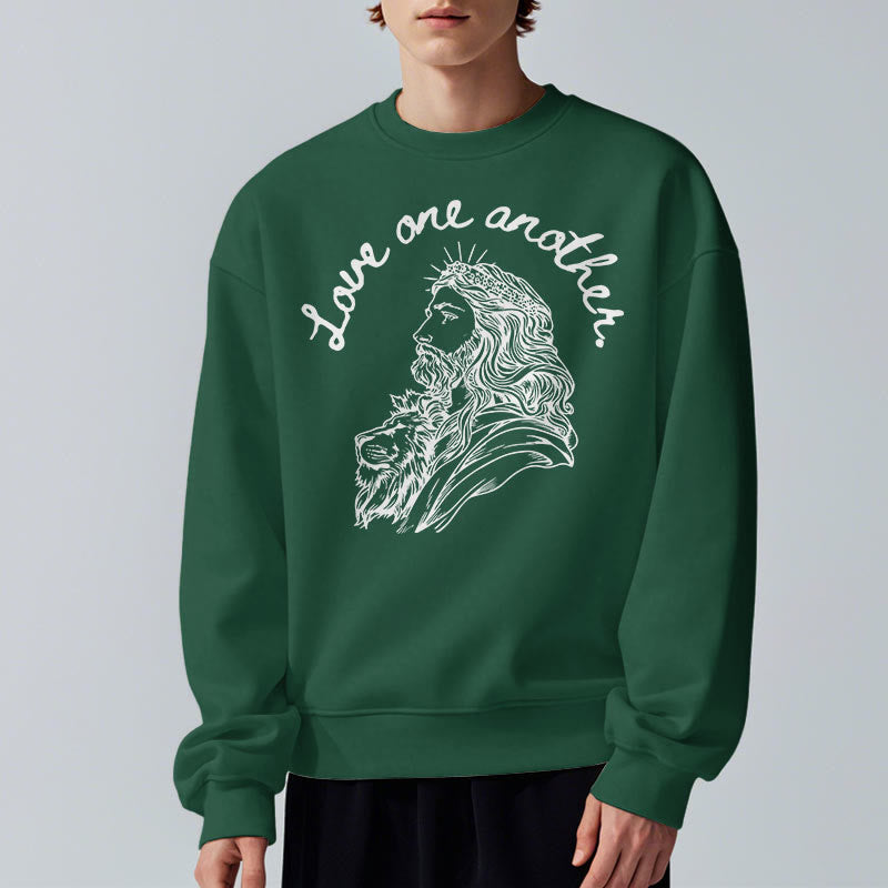 Christianartworkshop Classic Style Love One Another Jesus Fleece Lined Polyester Sweatshirt - image 24