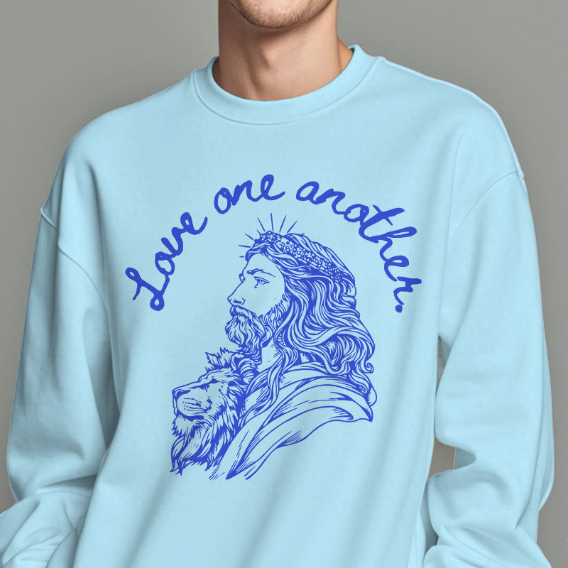 Christianartworkshop Classic Style Love One Another Jesus Fleece Lined Polyester Sweatshirt - image 28